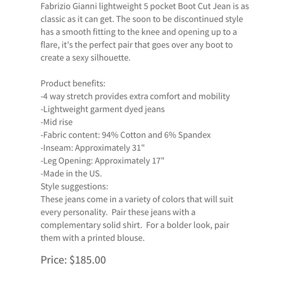 NWT Fabrizio Gianni FJ128 black jeans size 8 - Picture 4 of 7